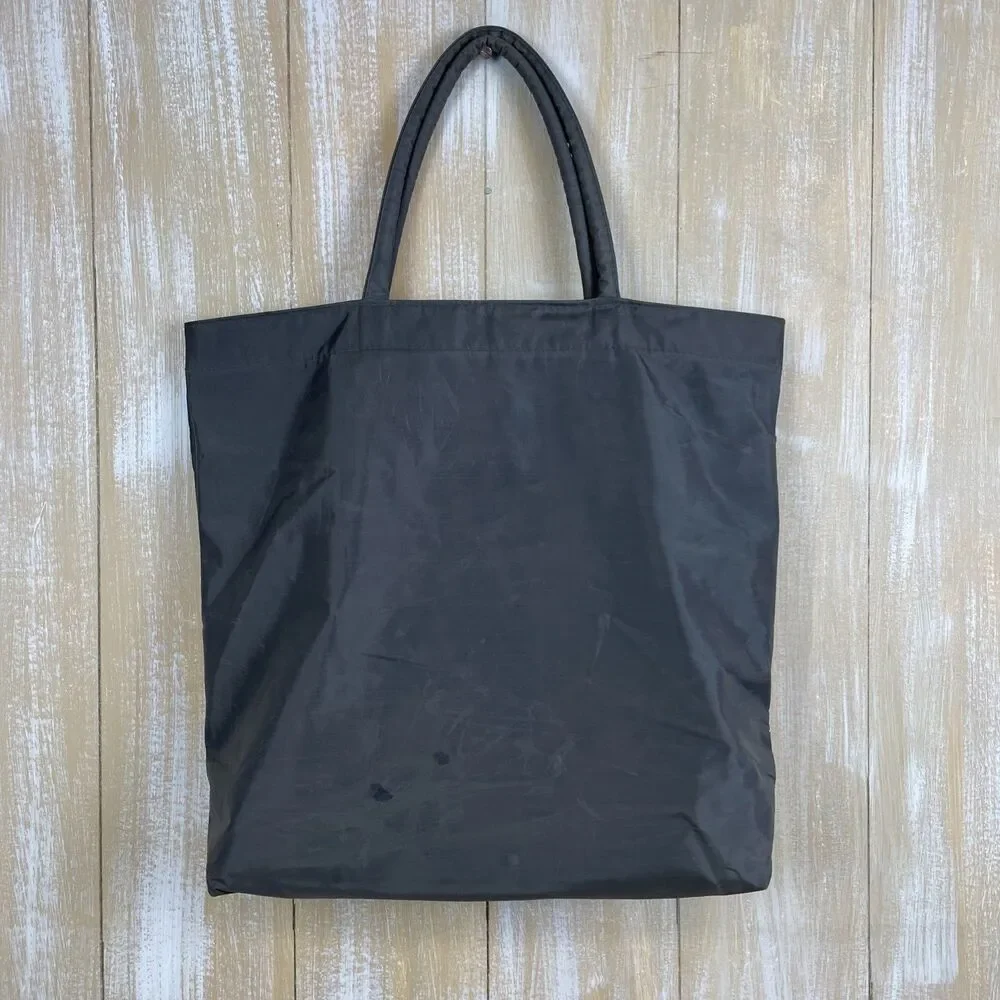 Disney Parks Gray PVC Bag Tote Stripes & Micky Heads Double Handle